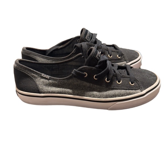 Keds Shoes - Keds Womens Black And Gray Canvas Lace-Up Low-Top Sneakers Size 8.5